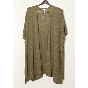 J. Jill Olive Green Open-Front Knit Cardigan